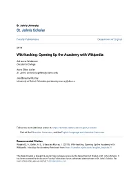 Wiki-Hacking: Opening up the Academy with Wikipedia