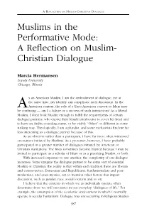A Reflection on Muslim- Christian Dialogue