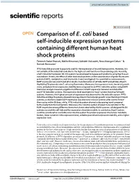 Comparison of E. Coli Based Self-Inducible Expression Systems