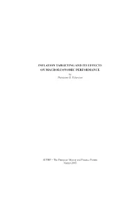 INFLATION TARGETING and ITS EFFECTS on MACROECONOMIC PERFORMANCE by Thórarinn G