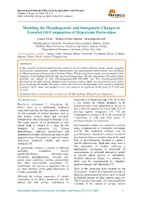 Modeling the Morphogenetic and Ontogenetic Changes in Essential Oil Composition of Hypericum Perforatum