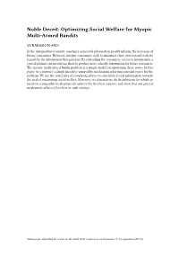 Optimizing Social Welfare for Myopic Multi-Armed Bandits
