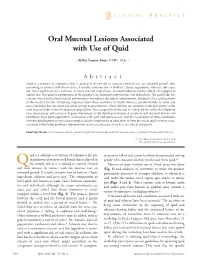 Oral Mucosal Lesions Associated with Use of Quid