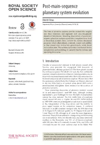 Post-Main-Sequence Planetary System Evolution Rsos.Royalsocietypublishing.Org Dimitri Veras