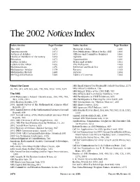 The 2002 Notices Index, Volume 49, Number 11