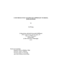 A Non-Reductive Naturalist Approach to Moral Explanation