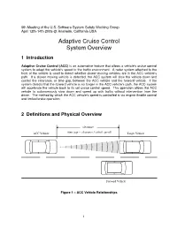 Adaptive Cruise Control System Overview