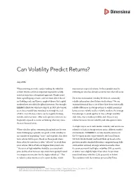 Can Volatility Predict Returns?