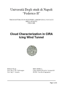 Cloud Characterization in CIRA Icing Wind Tunnel