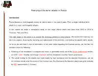 Financing of the Terror Attacks in France Introduction