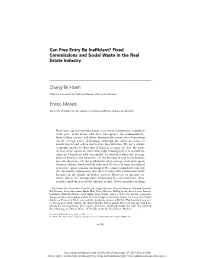 Fixed Commissions and Social Waste in the Real Estate Industry