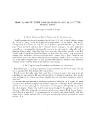 Jhap Handout: Ruth Barcan Marcus and Quantified Modal Logic