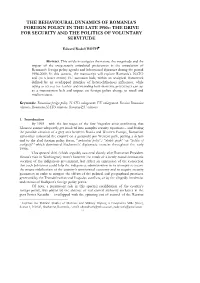 The Behavioural Dynamics of Romania's Foreign Policy In