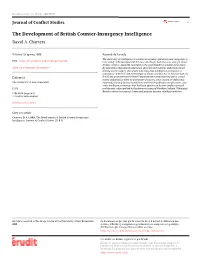 The Development of British Counter-Insurgency Intelligence David A