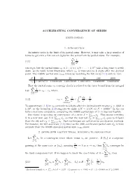 Accelerating Convergence of Series