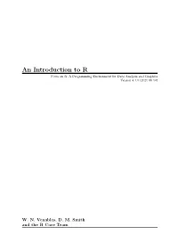 An Introduction to R Notes on R: a Programming Environment for Data Analysis and Graphics Version 4.1.1 (2021-08-10)