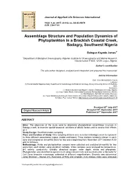 Assemblage Structure and Population Dynamics of Phytoplankton in a Brackish Coastal Creek, Badagry, Southwest Nigeria
