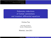 Holonomy Reductions of Cartan Connections and Invariant Differential Equations