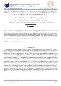Impact of Beamforming on the Average Throughput of 802.11Ac in Wireless Local Area Network (WLAN)