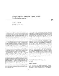 Learning Theories As Roots of Current Musical Practice and Research 17