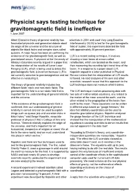 Physicist Says Testing Technique for Gravitomagnetic Field Is Ineffective 1 June 2007