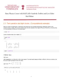2.3 Twin Paradox and Light Clocks (Computational Example)
