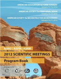 2012 SCIENTIFIC MEETINGS Program Book