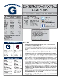 2016 Georgetown Football Game Notes 2016 Georgetown Football Game Notes 2016 Georgetown Football