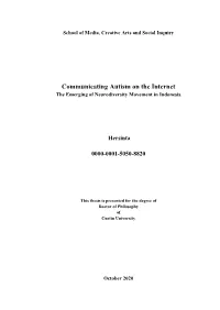 Communicating Autism on the Internet the Emerging of Neurodiversity Movement in Indonesia