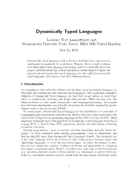 Dynamically Typed Languages
