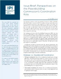 Issue Brief: Perspectives on the Peacebuilding Commission's