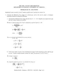 Solutions – PHY293F – Fall 2009 – Page 1 of 4 PHY 293F