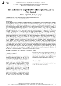 The Influence of Yogyakarta's Philosophical Axis on City Spatial