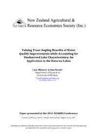 Valuing Trout Angling Benefits of Water Quality Improvements While Accounting for Unobserved Lake Characteristics: an Application to the Rotorua Lakes
