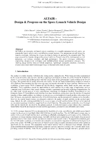 ALTAIR - Design & Progress on the Space Launch Vehicle Design