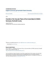 Checklist of the Vascular Plants of the Arcata Marsh & Wildlife Sanctuary