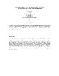 Corporatism As a Process of Working-Class Containment and Roll-Back: the Recent Experiences of South Africa and South Korea