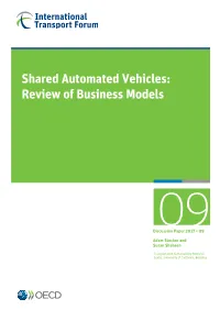 Shared Automated Vehicles: Review of Business Models