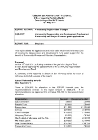 Community Regeneration and Development Fund Annual Partnership and Project Revenue Grant Applications