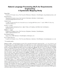 Natural Language Processing (NLP) for Requirements Engineering: a Systematic Mapping Study