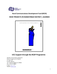 RCDF PROJECTS in NAMAYINGO DISTRICT, UGANDA UCC Support