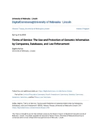 The Use and Protection of Genomic Information by Companies, Databases, and Law Enforcement