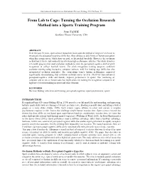 Turning the Occlusion Research Method Into a Sports Training Program
