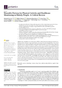 Wearable Devices for Physical Activity and Healthcare Monitoring in Elderly People: a Critical Review