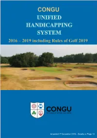 Amended 1St December 2018 – Details on Page 10 C O N G U ® UNIFIED HANDICAPPING SYSTEM