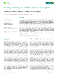 Flowering Phenology As a Functional Trait in a Tallgrass Prairie
