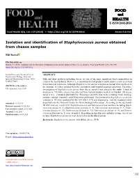 FOOD and HEALTH Isolation and Identification of Staphylococcus