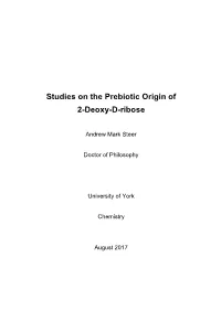 Studies on the Prebiotic Origin of 2-Deoxy-D-Ribose