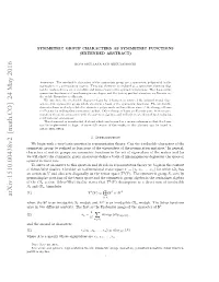 Symmetric Group Characters As Symmetric Functions, Arxiv:1605.06672