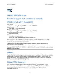 XHTML Rdfa Modules XHTML Rdfa Modules
